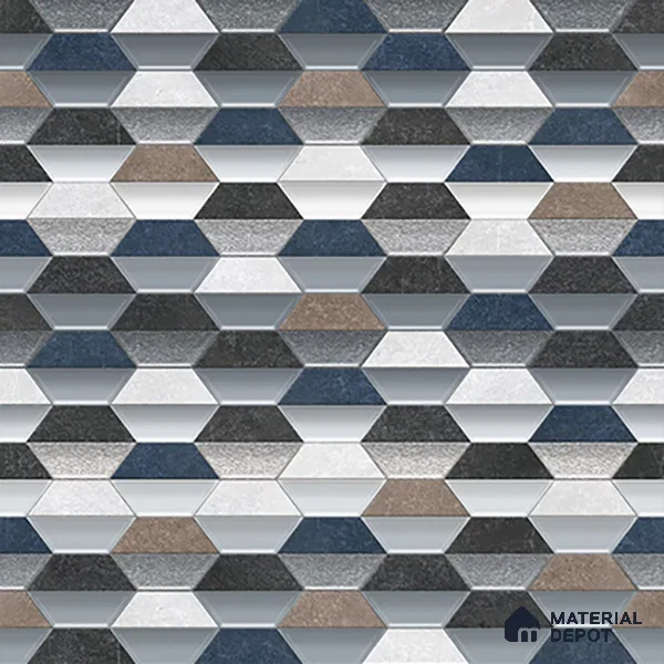 Hexagonal Wall & Floor Tile TL 07237 C Alpi 8001 GLM (Silver) 1 ft x 1 ft Ceramic Matte Finish - 9 mm | 2 mm Spacer is Mandatory | Please Expect a Slight Variation of Pattern
